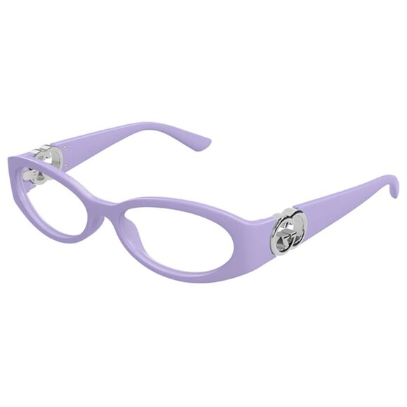 NEW GUCCI OVAL EYEGLASSES GUCCI GG1693O 003 VIOLET SILVER CLEAR EYEWEAR - Picture 1 of 3